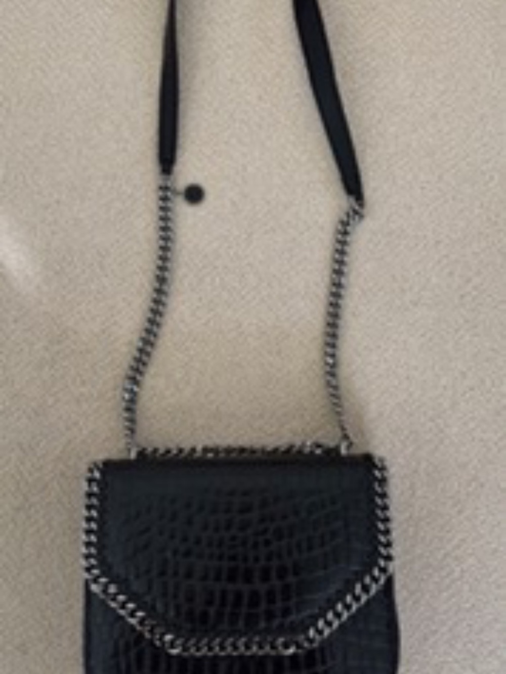 Stella McCartney Black Croc Embossed Faux Leather Medium Falabella Star Box Bag - Picture 4 of 14